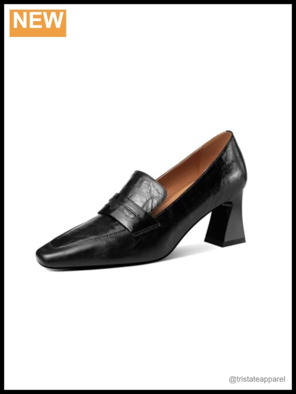 Genuine Leather Block Heel Square Toe Women's Pumps Shoes